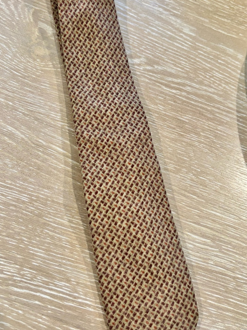 CHANEL Beige and Brown Woven Silk Tie - Picture 5 of 5